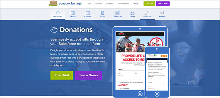 Soapbox Engage is an excellent peer-to-peer fundraising platform that integrates directly with Salesforce.