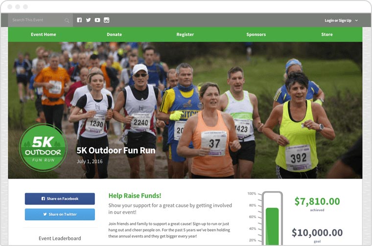 Your peer-to-peer donors can support you through custom campaign pages or text-to-give tools.