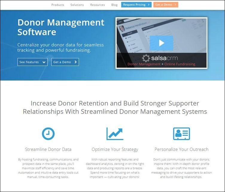 Salsa's robust fundraising tools and management features rank it among the top association management software solutions.