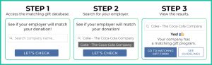 The process of obtaining match information from Double the Donation's matching gift database is easy.