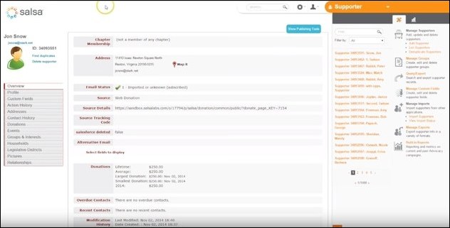 Salsa's Salesforce plugin makes it extremely useful for extensive digital fundraising.