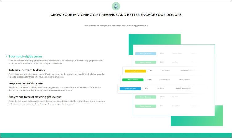 360MatchPro is a Salesforce integration that your nonprofit can use to reach out to supporters who qualify to participate in their employers' matching gift programs.