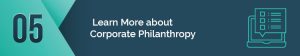 Where can I learn more about corporate philanthropy?