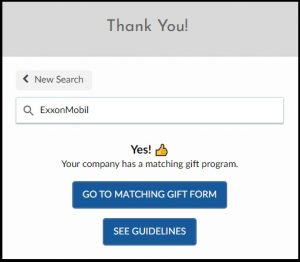 Lead donors to the gift matching page of their employers