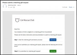 Follow up with donors to match their gift over email