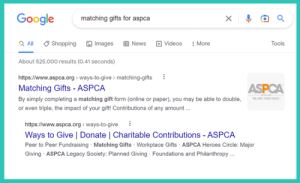 This example shows how you can promote matching gifts with search ads.