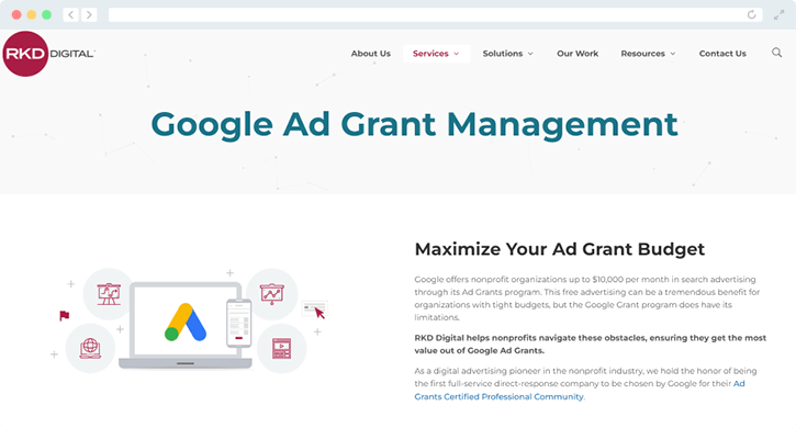 RKD Digital is a Google nonprofit Grant agency that offers other marketing services.