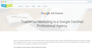 TrueSense Marketing is a certified professional Google nonprofit Grants agency.