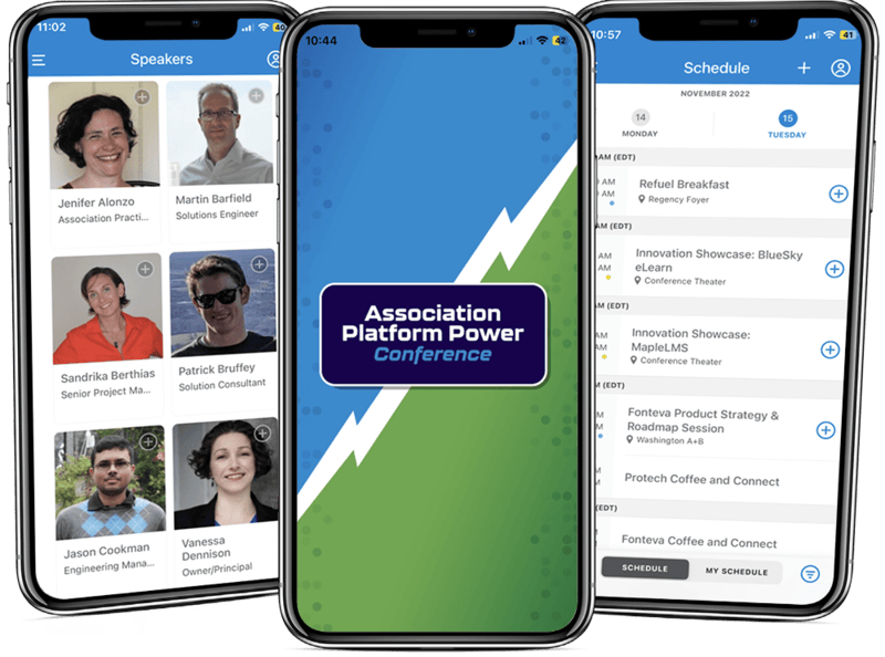 A mockup of a conference app created with Protech's association management software