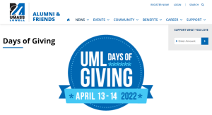 Academic giving days and matching gifts - example: UML