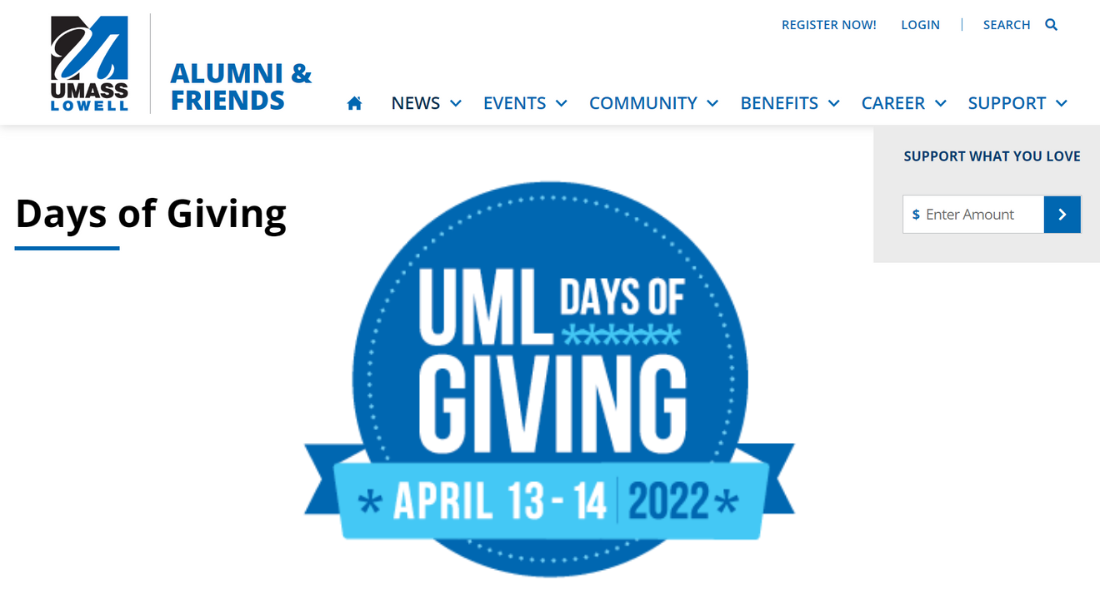 Academic giving days and matching gifts - example: UML