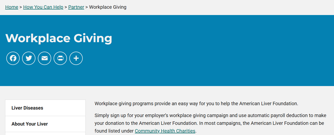Driving payroll donations with a workplace giving page