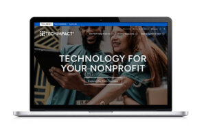 Tech Impact’s homepage on a computer screen.
